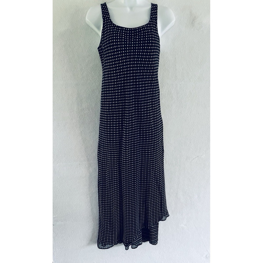Y2K Vintage 90's Petite Sophisticate Maxi Dress Blue Size 6 Asymmetrical Hem